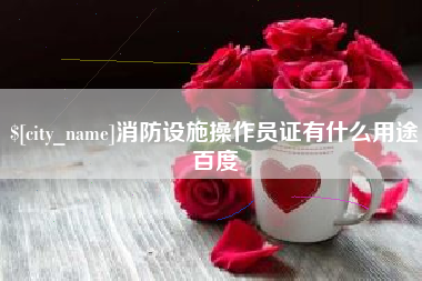 单县消防设施操作员证有什么用途百度